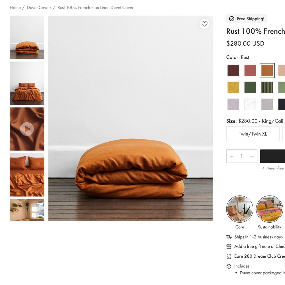 Bed Threads Linen Duvet Cover Rust